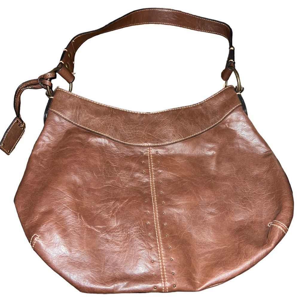 Liz & Co brown faux leather shoulder bag with lined interior